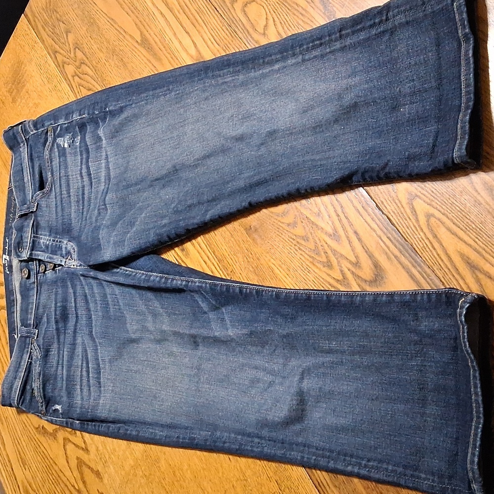 7 FOR ALL MANKIND Womens Jeans 29 BLUE JOSEFINA BUTTON FLY BOYFRIEND Used CROP